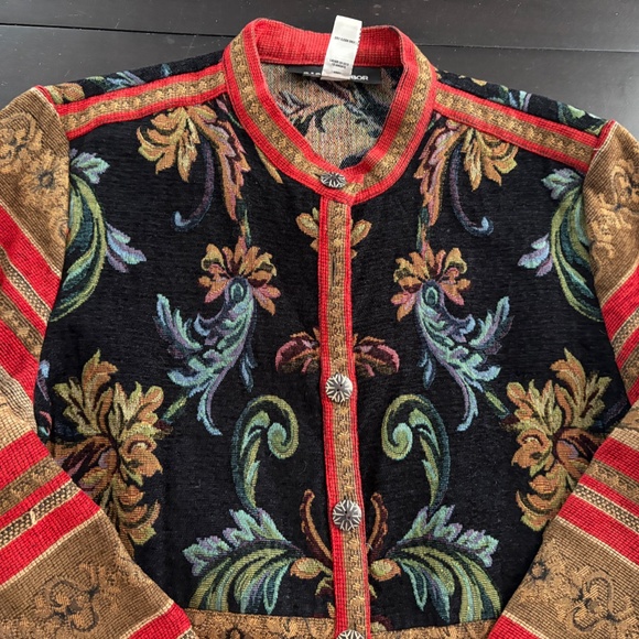 Womens Sag Harbor Tapestry Boho Artsy Brocade Colorful Jacket  Size 16 - Picture 3 of 7